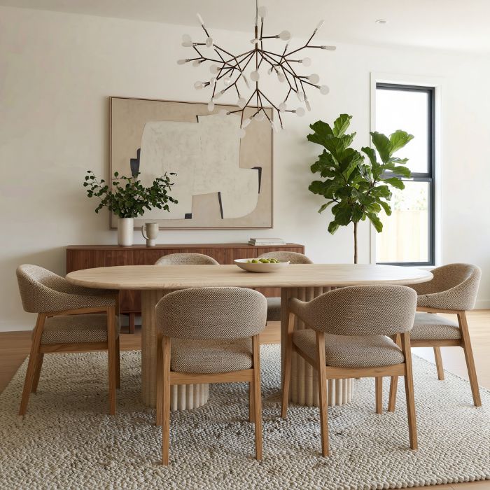 Table à Manger Travertin Ovale 180cm Premium - Luxe Pierre Naturelle