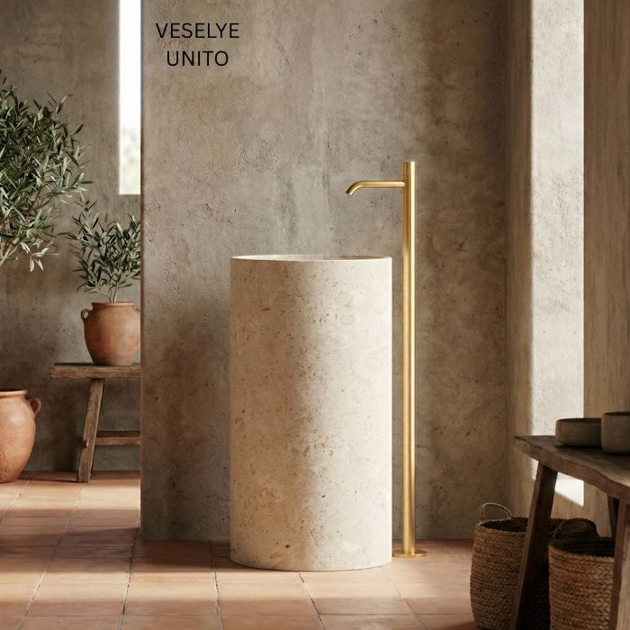 Lavabo de mármol natural altura 85cm | Diferentes variedades | Baño de lujo