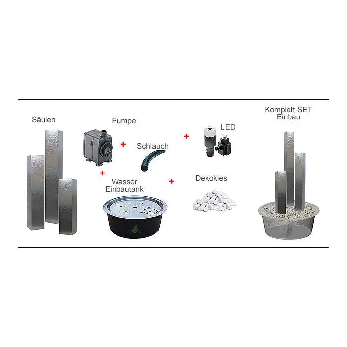 Cortenstahl Säulenbrunnen Eck 3er Set