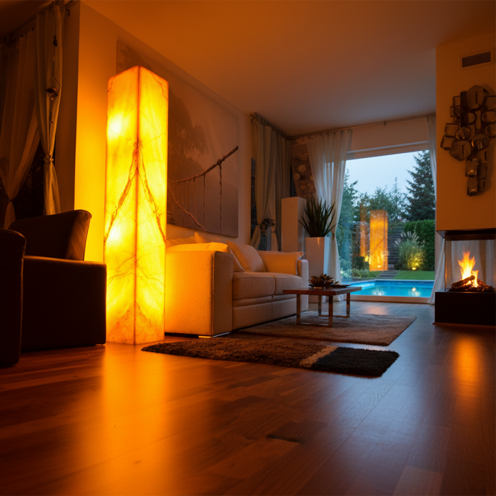 Steinlampe aus Onyx Marmor Höhe 150cm