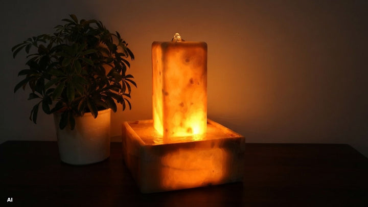 Tischbrunnen mit Innenbeleuchtung aus Onyx Marmor
