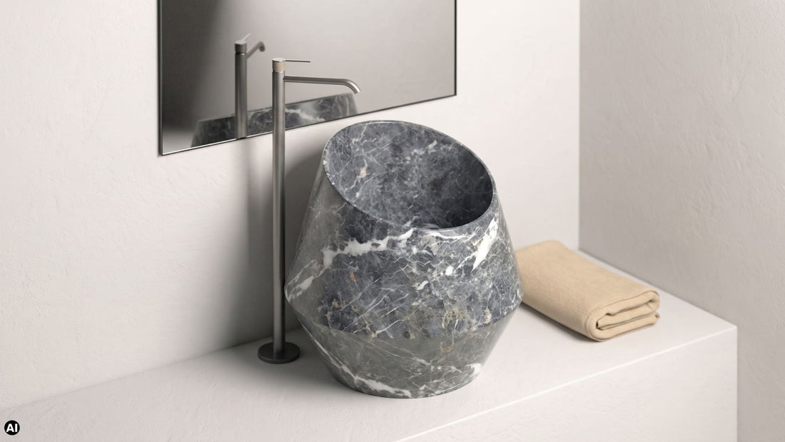 Waschbecken aus Marmor im 16:9 Format für den Blogartikel diverser Waschbecken im Vergleich