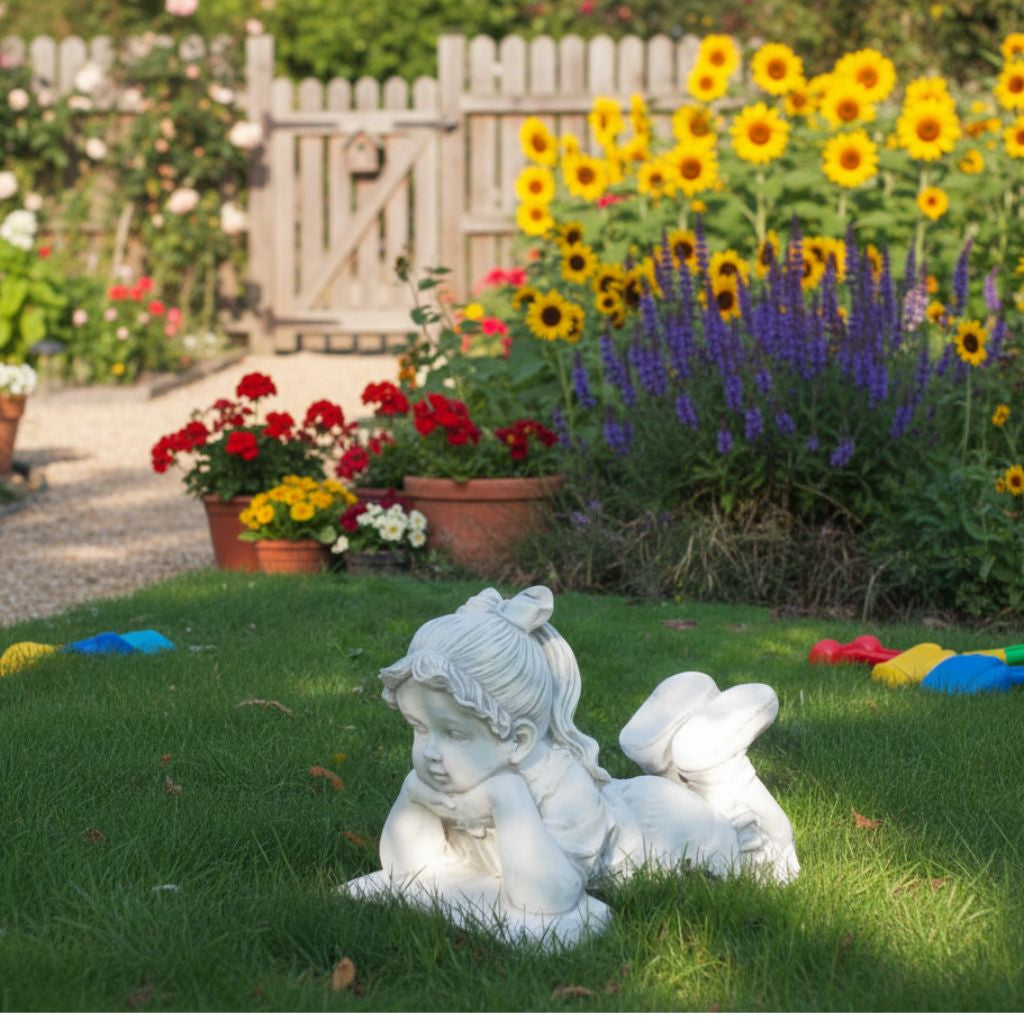 Garden Marble Figure Reading Girl