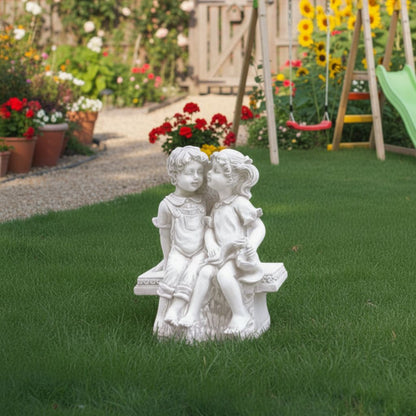 Garden Marble Figure Child on a bench