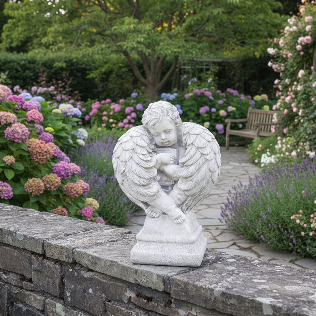 Garden Marble Figure Guardian Angel Amorina