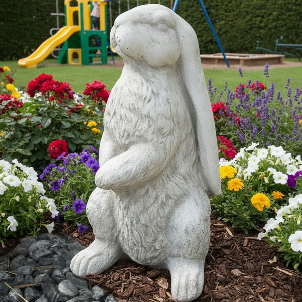 Gartenfigur "Hase" aus weissem Marmor