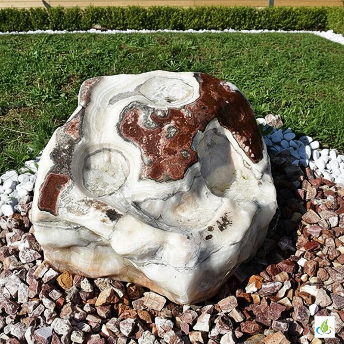 Low Crystal Onyx Pamukkale fountain stone with horizontal water terraces