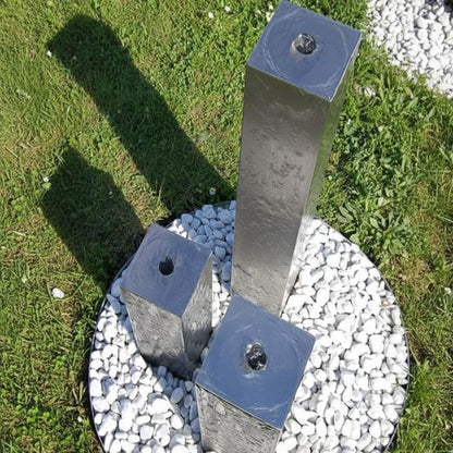 Edelstahl Säulenbrunnen Eck 3er Set