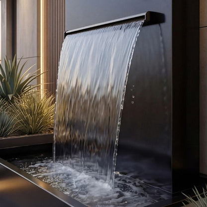 Edelstahl Wasserfall Garten Avantgarde RAL 9005 Pulverbeschichtet