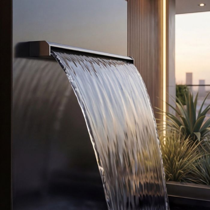 Edelstahl Wasserfall Garten Avantgarde RAL 9005 Pulverbeschichtet