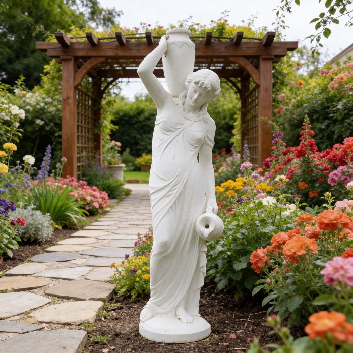 Garden Marble Figure Girl Holding a Jug