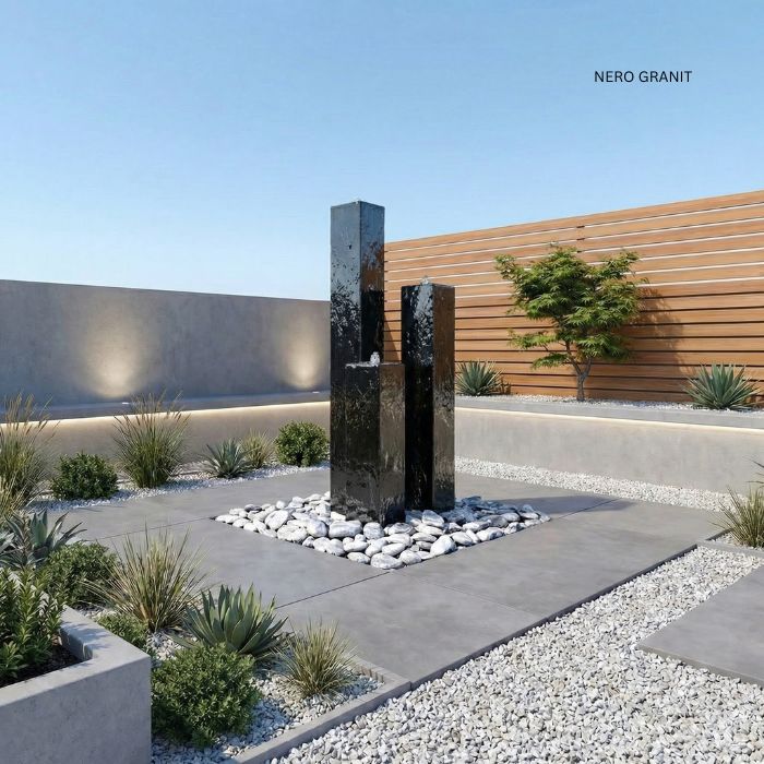 Granit Design Säulenbrunnen Eck 3er SET - verschiedene Sorten