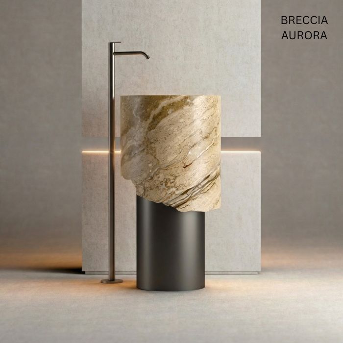 Lavabo de mármol natural Ø 44cm | Diferentes variedades | Baño de lujo
