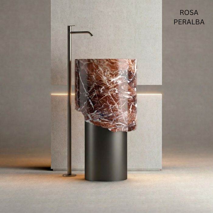 Lavabo de mármol natural Ø 44cm | Diferentes variedades | Baño de lujo