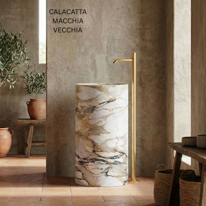 Lavabo de mármol natural altura 85cm | Diferentes variedades | Baño de lujo