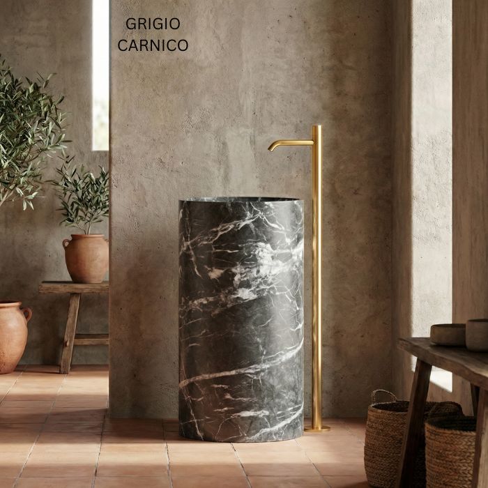 Lavabo de mármol natural altura 85cm | Diferentes variedades | Baño de lujo