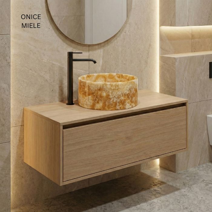 Lavabo de mármol natural Ø 45cm | Diferentes variedades | Baño de lujo