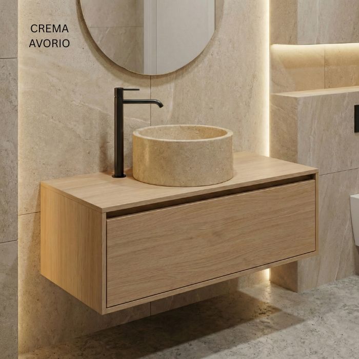 Lavabo de mármol natural Ø 45cm | Diferentes variedades | Baño de lujo
