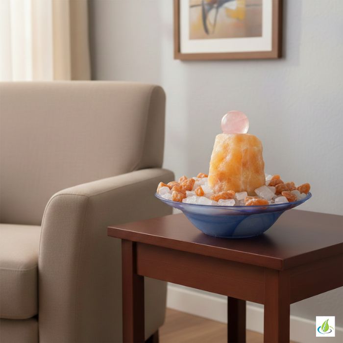 Fontaine d'intérieur en pierre précieuse, calcite orange