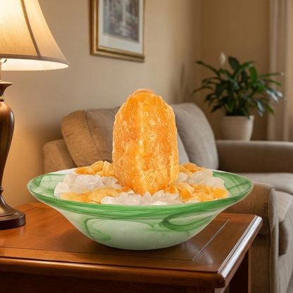 Fontaine d'intérieur en pierre précieuse, calcite orange