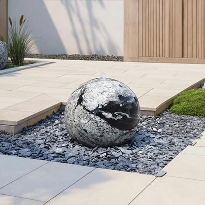 Garten Kugelbrunnen Matterhorn Granit mit Wasserlauf