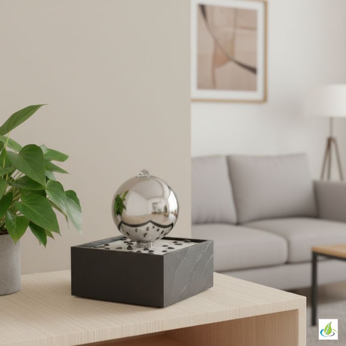 Edelstahl Kugelbrunnen Visage