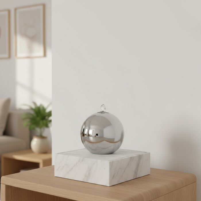 Edelstahl Kugelbrunnen Visage