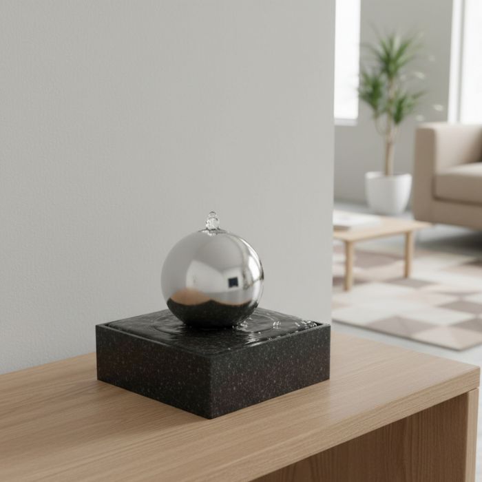 Edelstahl Kugelbrunnen Visage