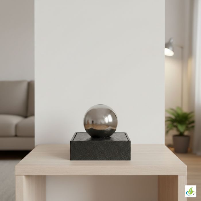 Edelstahl Kugelbrunnen Visage