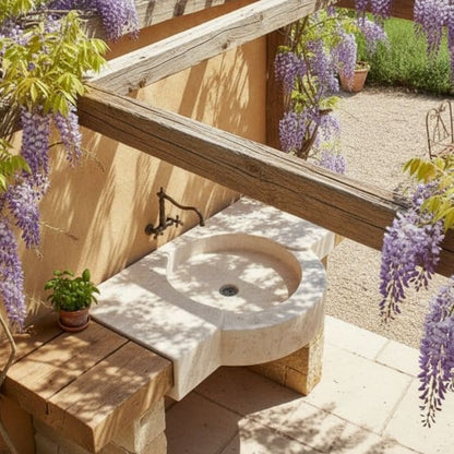 Kalkstein Waschbecken 110x65cm
