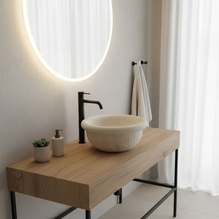 Lavabo de piedra caliza Ø 40cm | Pila natural