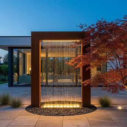 Cortenstahl Designbrunnen Wassertor Eckig