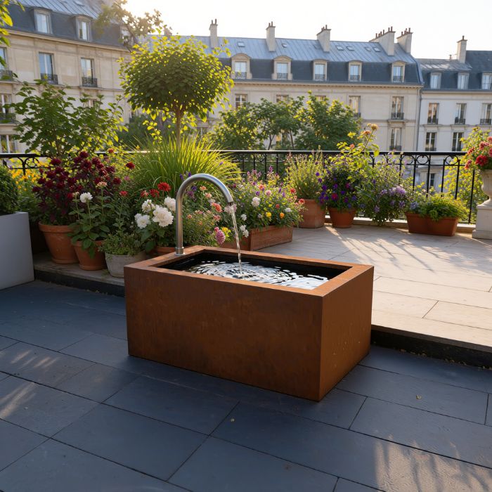 Cortenstahl Outdoor Trogbrunnen