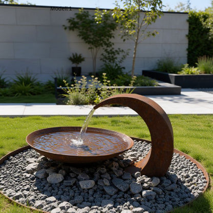 Cortenstahl Wasserschale Wasserfall Mix