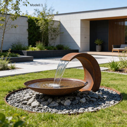 Cortenstahl Wasserschale Wasserfall Mix