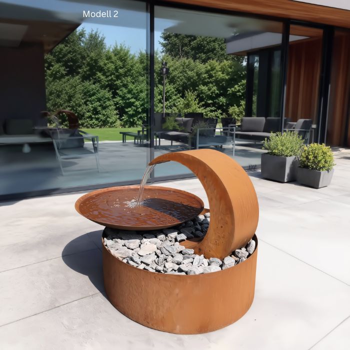 Cortenstahl Wasserschale Wasserfall Mix