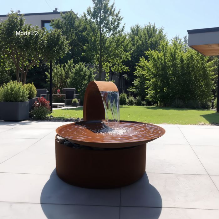 Cortenstahl Wasserschale Wasserfall Mix