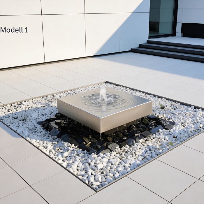 Edelstahl Gartenbrunnen Wassertisch