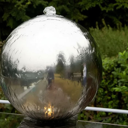 Edelstahl Säulenbrunnen Eck Solo mit Kugel