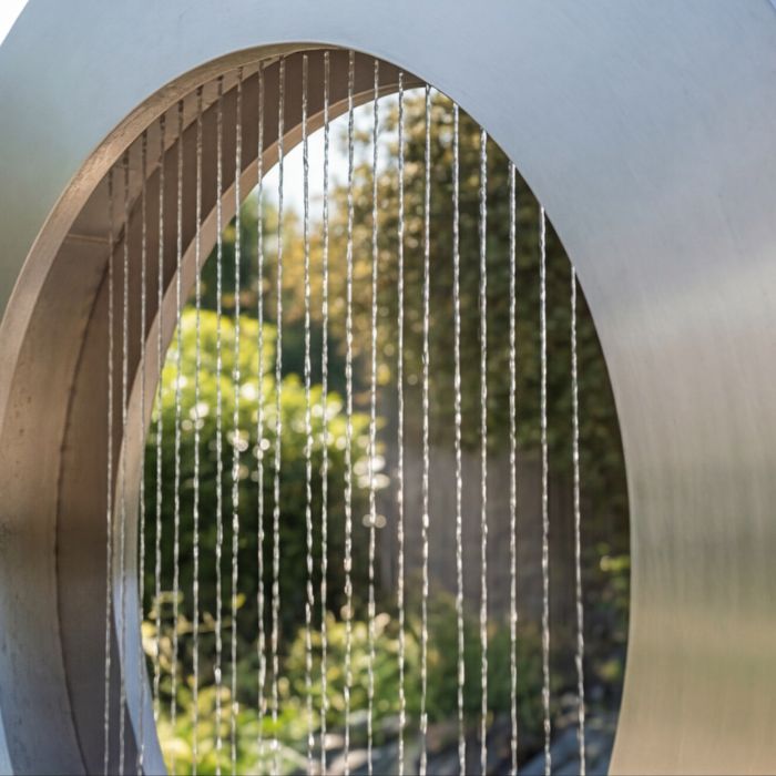 Edelstahl Designbrunnen Wassertor Rund