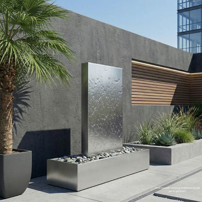 Mur d'eau extérieur en acier inoxydable, option terrasse