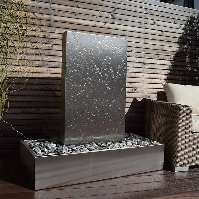 Mur d'eau extérieur en acier inoxydable, option terrasse