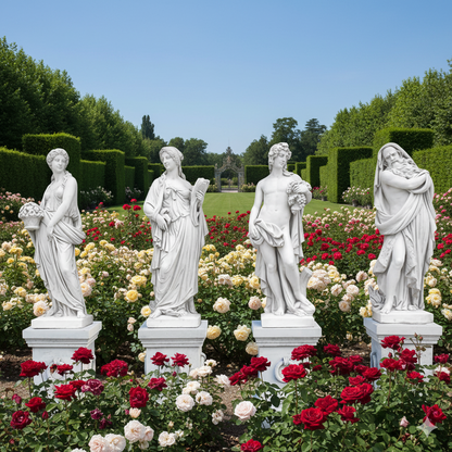 Garten Marmorfigur Die 4 Jahreszeiten II, Detailansicht der Steinmetzarbeit