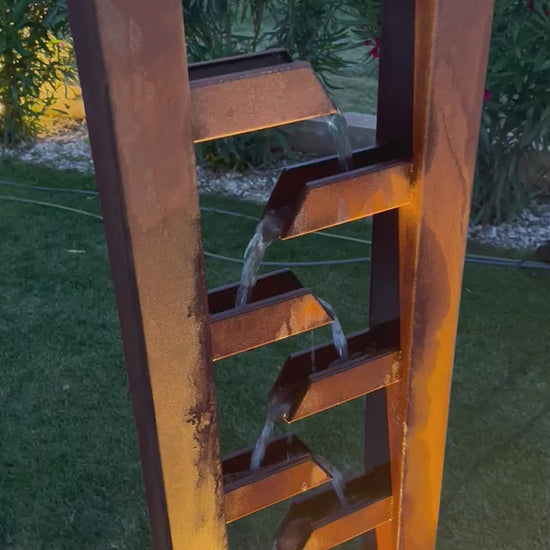 Cortenstahl Wasserfall-Kaskade, Gartenbrunnen modern