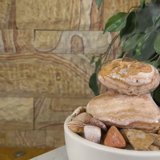 Tischbrunnen Marmor mit Keramikschale rund, Video