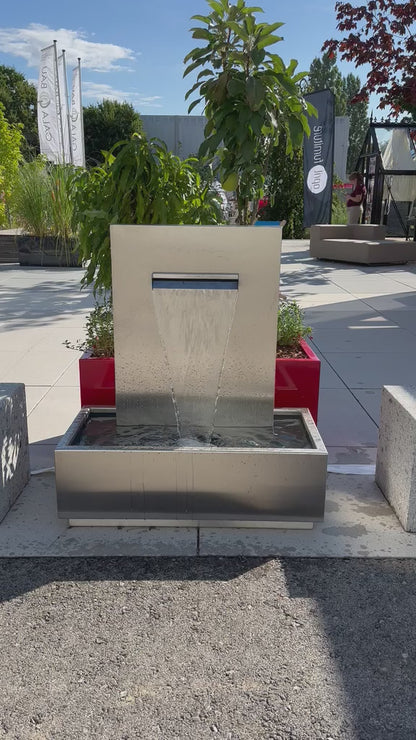 Wasserfall Edelstahl modern für Terrasse, Modell 2