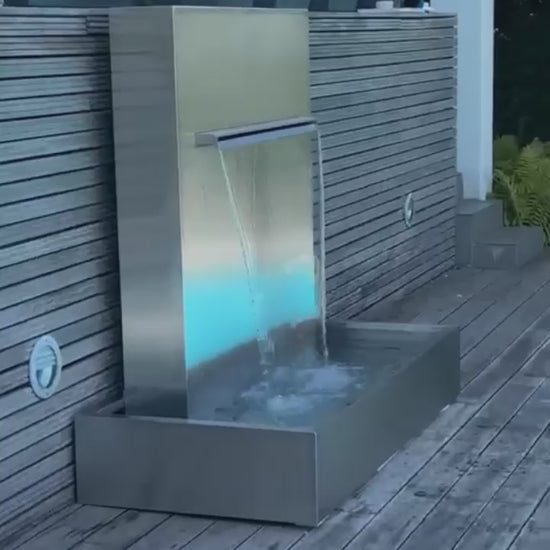 Wasserfall Edelstahl modern für Terrasse, Modell 3