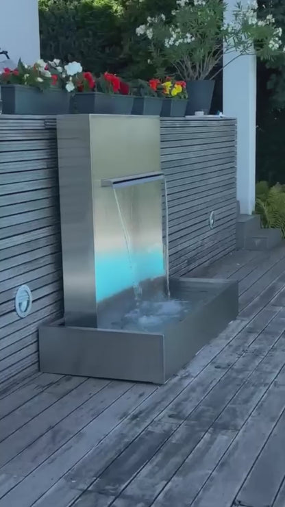 Wasserfall Edelstahl modern für Terrasse, Modell 3