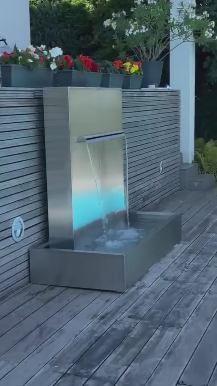 Wasserfall Edelstahl modern für Terrasse, Modell 3