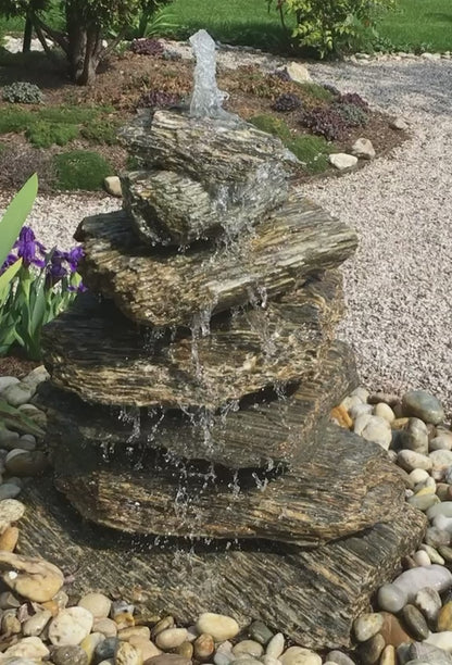 Woodstone Gneis Kaskade als Gartenbrunnen, 11 stufig, Höhe 110cm